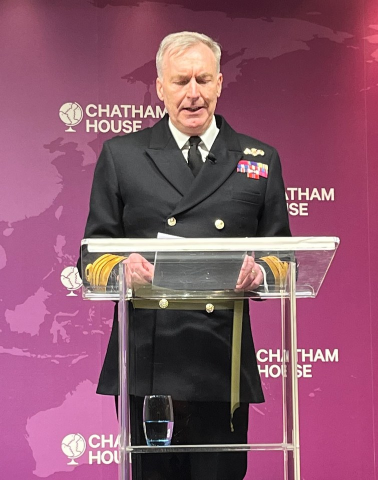 Admiral Tony Radakin speaks at the Chatham House Security and Defence conference on Tuesday