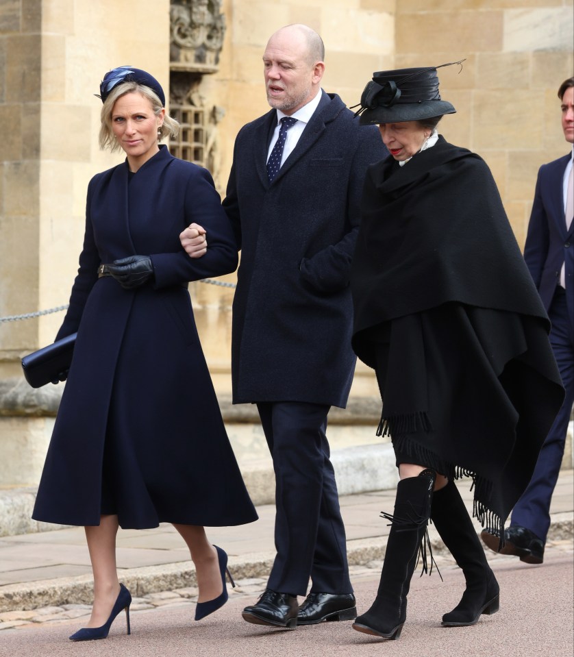 Zara Tindall, Mike Tindall and the Princess Royal head into St George's Chapel