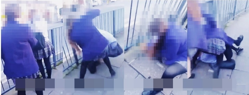 A clip posted to social media showed the brutal attack on a schoolgirl