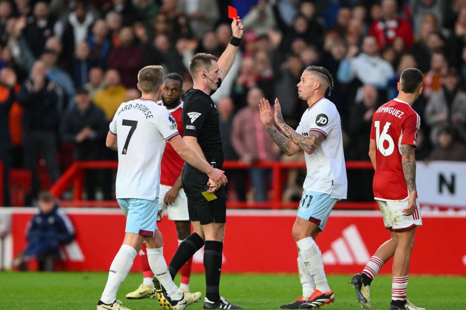 West Ham played with 10 men after Kalvin Phillips' red card