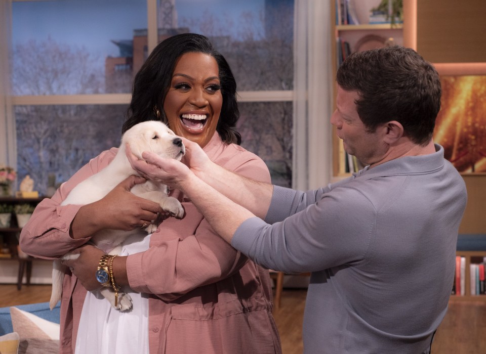 Editorial use only Mandatory Credit: Photo by Ken McKay/ITV/REX/Shutterstock (14361397q) Alison Hammond, Dermot O’Leary ‘This Morning’ TV show, London, UK – 23 Feb 2024