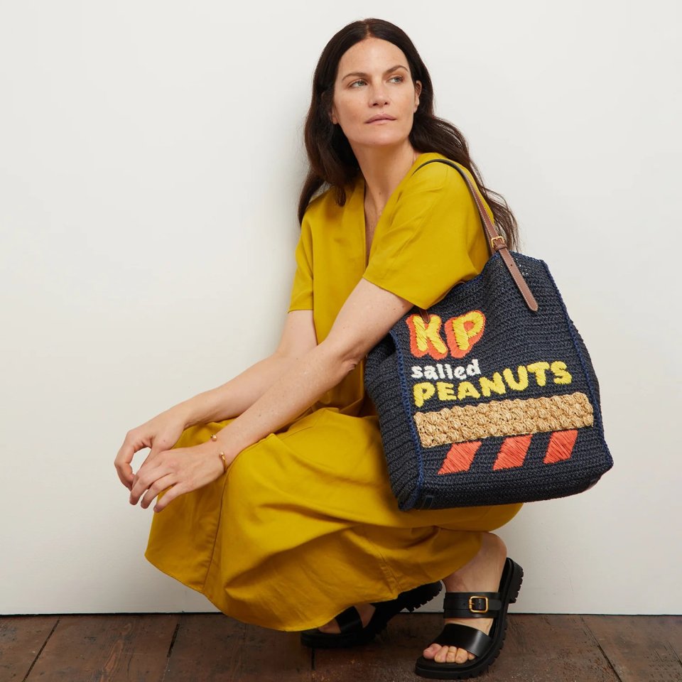 Anya Hindmarch, who is well-known for making bags that look like food products, sells this KP peanuts shopper for £595