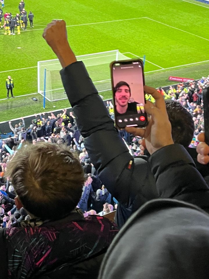 Sandro Tonali FaceTimed a fan in the away end