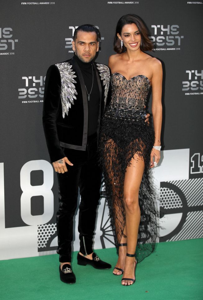 Dani Alves (left) and Joana Sanz (right) during the Best FIFA Football Awards 2018 at the Royal Festival Hall in London