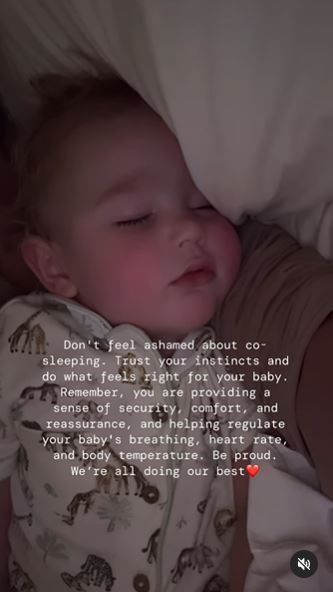 She shared a video of son Edward asleep in her bed