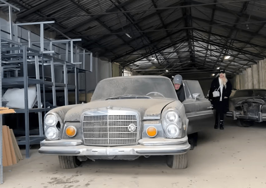 The rusted old Merc was found in a barn in Hungary