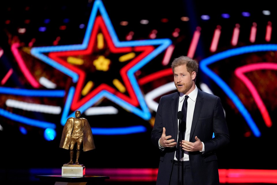 The Duke of Sussex took to the stage to present the Walter Payton Man of the Year Award on Thursday