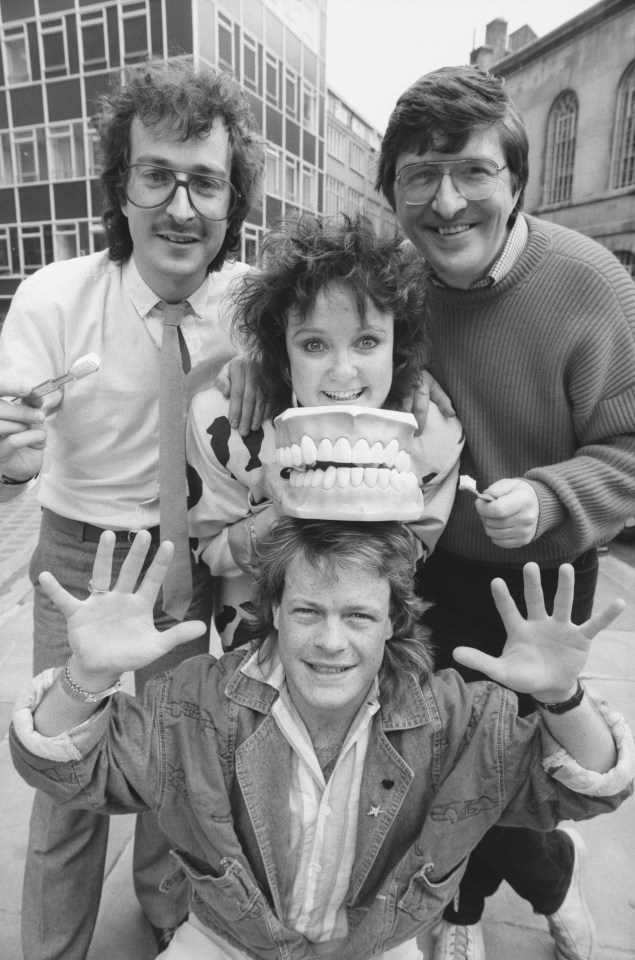 Steve with Janice Long, Bruno Brookes and Simon Bates in 1985