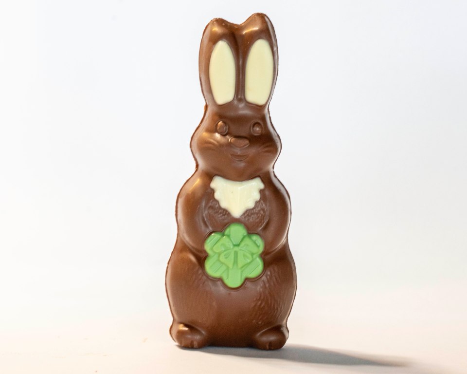 Chris Eades - 07980 775577.Olivia from the Sun taste tests chocolate rabbits for easter..Thorntons