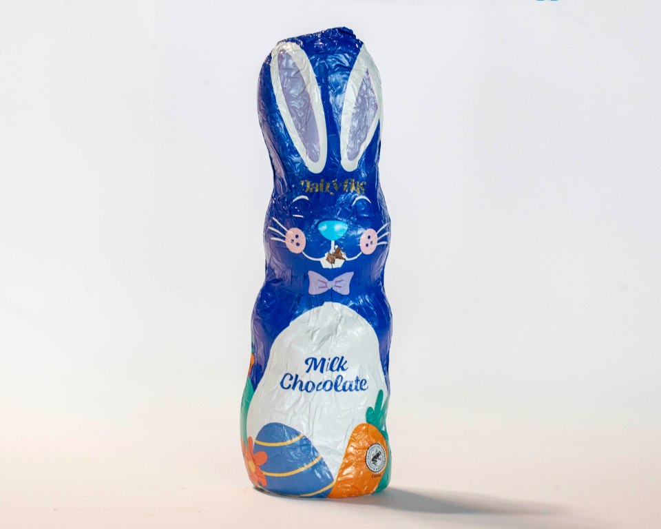 Chris Eades - 07980 775577.Olivia from the Sun taste tests chocolate rabbits for easter..Aldi