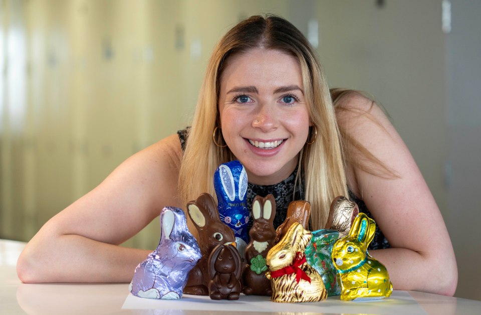 Chris Eades - 07980 775577.Olivia from the Sun taste tests chocolate rabbits for easter.