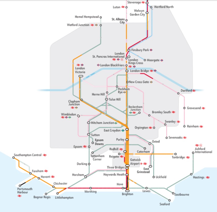 Thameslink had a live map showing which routes were impacted