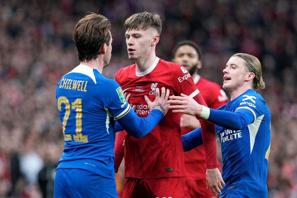 Ben Chilwell clashed with Connor Bradley just before half time