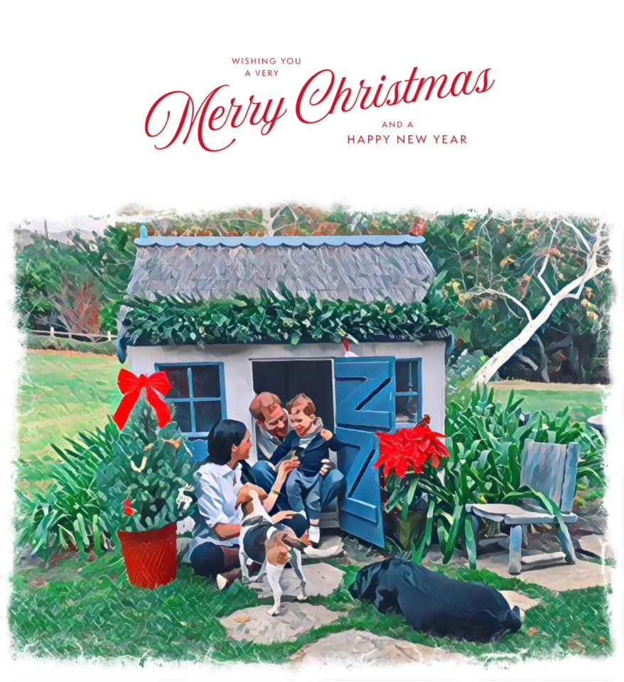 The playhouse was the focal point of the Sussexes' 2020 Christmas card