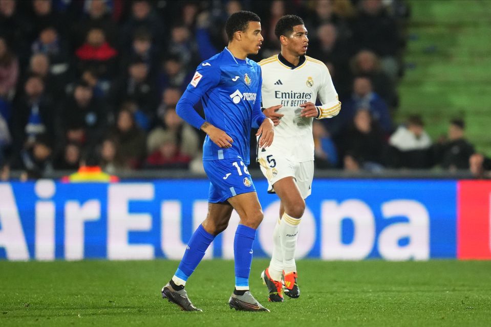 Jude Bellingham and Mason Greenwood clashed in Real Madrid's showdown with Geatfe earlier this month