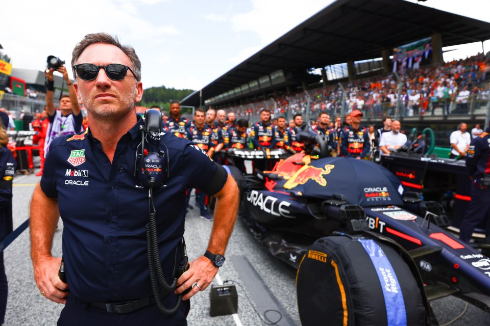 SPIELBERG, AUSTRIA - JULY 02: Red Bull Racing Team Principal Christian Horner looks on from the grid during the F1 Grand Prix of Austria at Red Bull Ring on July 02, 2023 in Spielberg, Austria. (Photo by Mark Thompson/Getty Images)