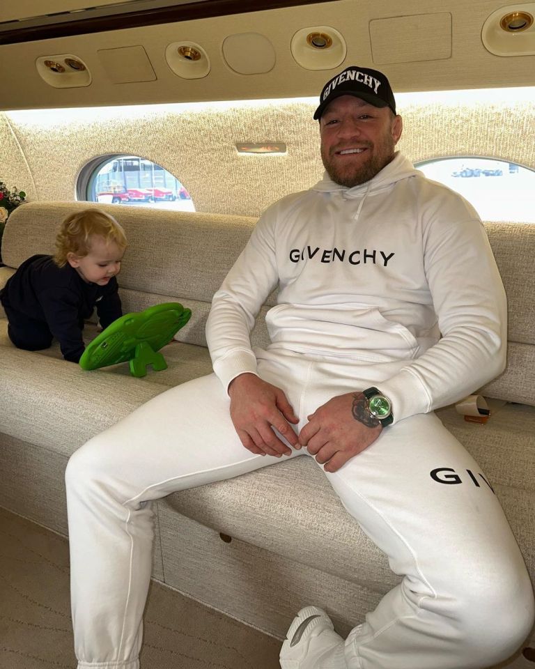 Conor flies his four children across the world on private jets