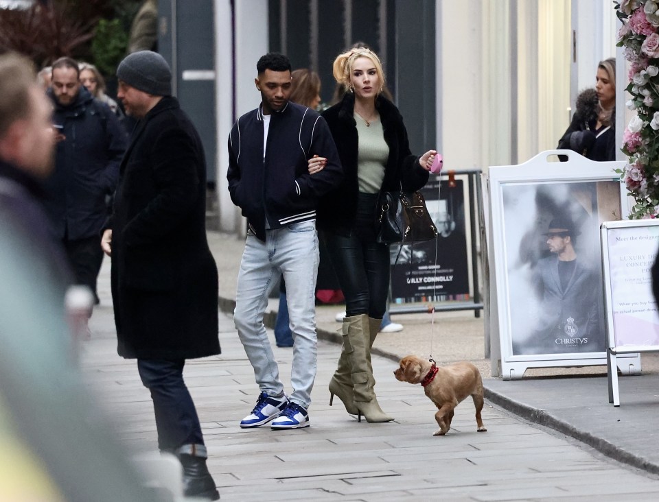 The pair were out and about with the actress' dog