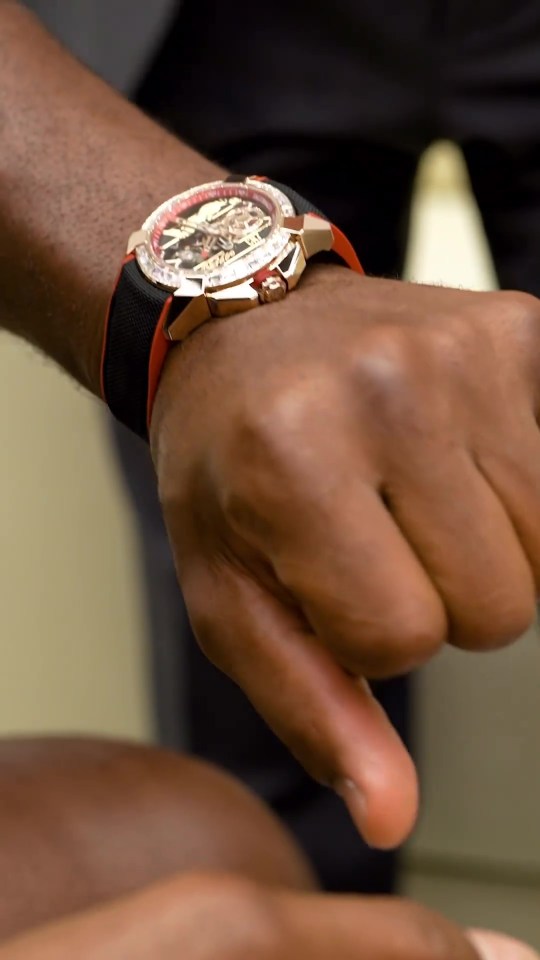 Ngannou's amazing Jacob & Co. watch features gold and diamonds - the MMA star said jokingly, 'It's a nice piece'