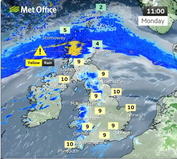 Rain will pummel parts of the UK today