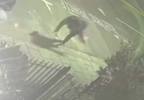 Footage showed a man tripping as he ran away from the scene