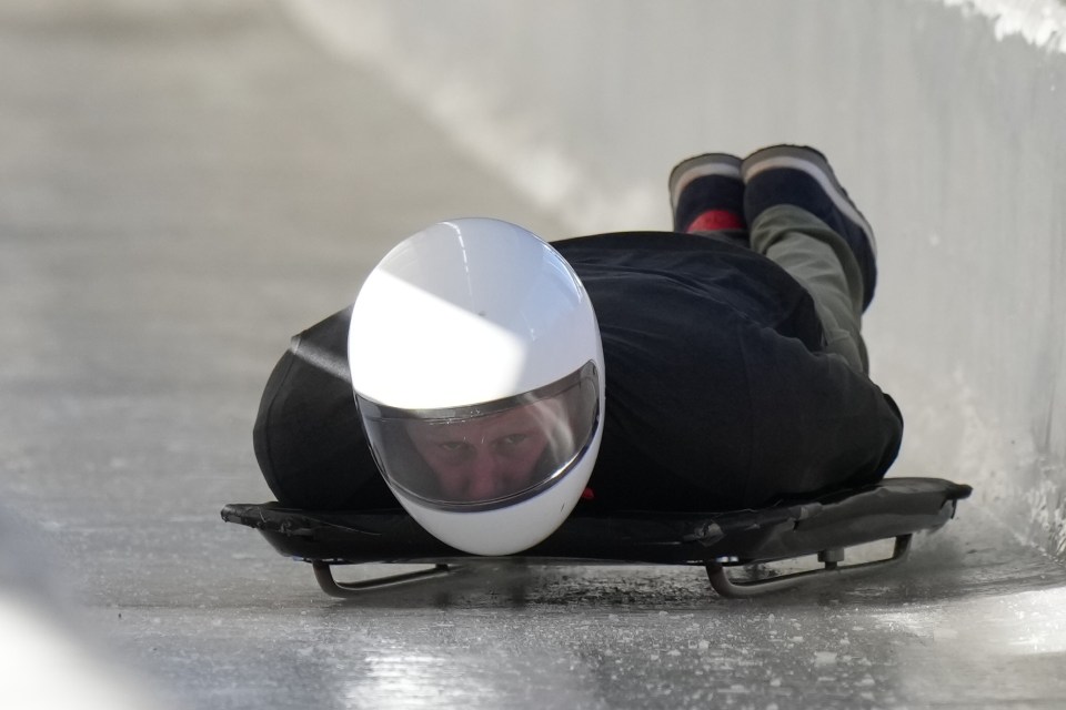 Harry tried his hand at the winter sliding sport popularised by the Disney film Cool Runnings