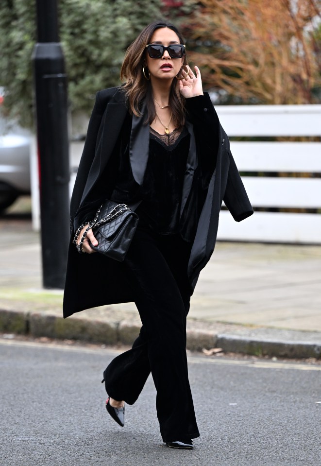 Myleene Klass attends the funeral of Derek