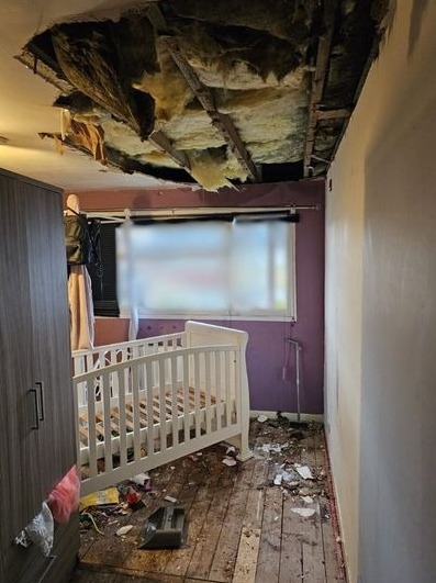 A ceiling collapsed onto a child's cot at a council property in Hull