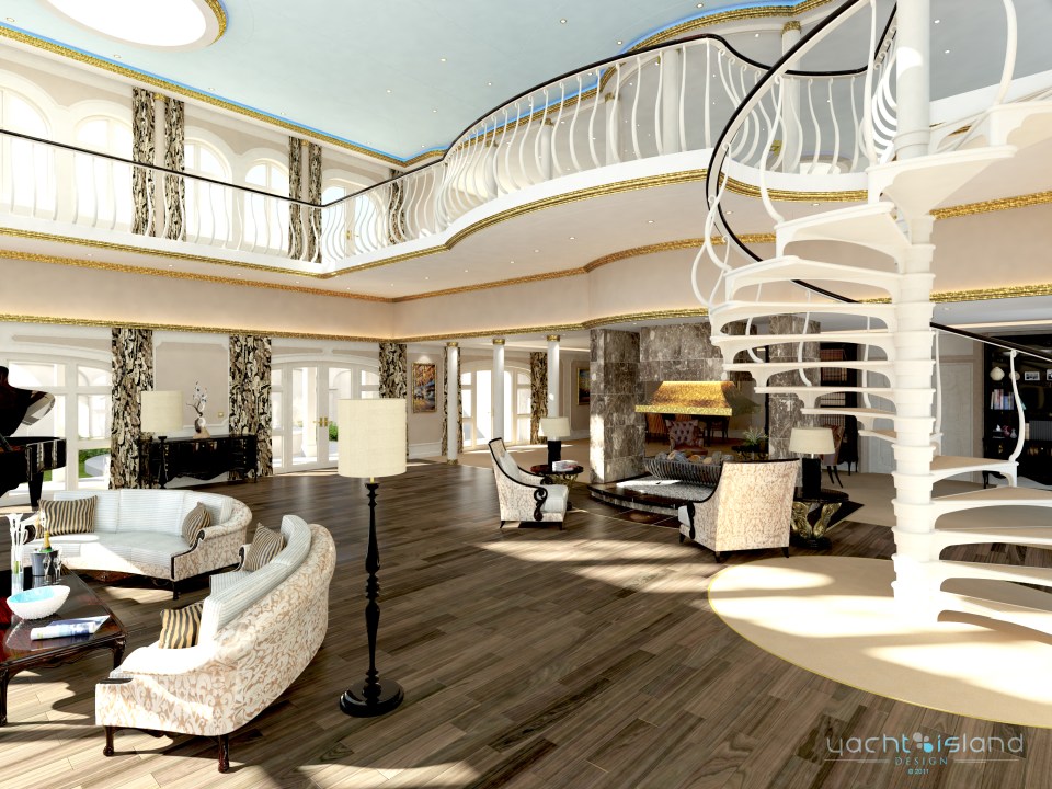 The concept for owner's suite which spans across three floors and has a private deck