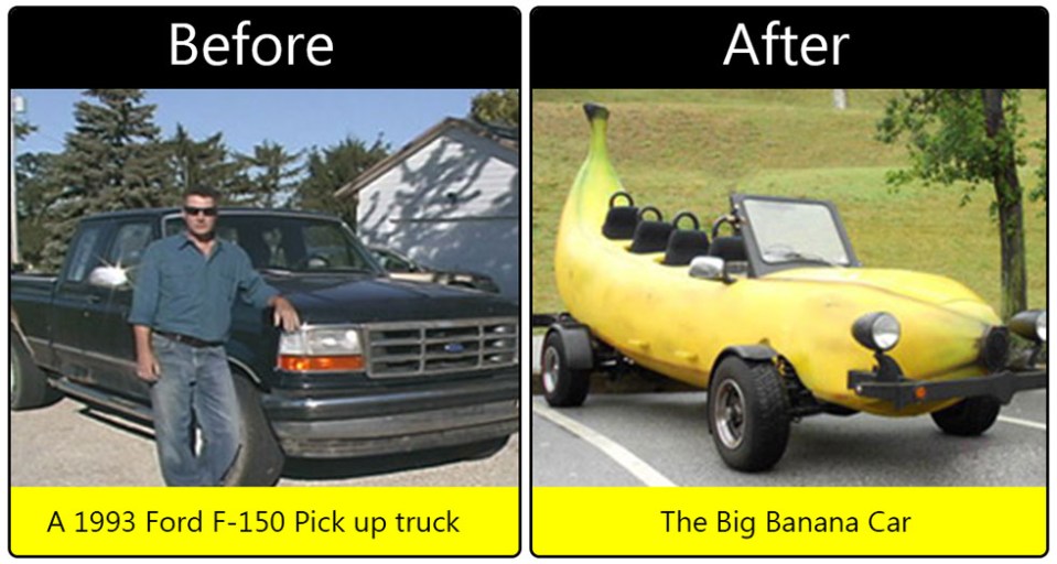 The unique vehicle is built on the chassis of a 1993 Ford F-150 pick-up truck