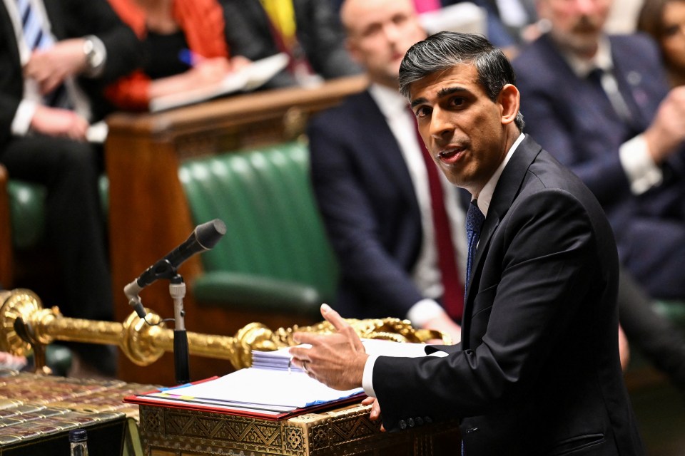 PM Rishi Sunak speaking during PMQs on Wednesday