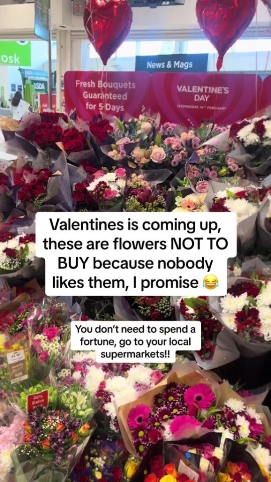 A woman has revealed the worst flowers she could receive for Valentine's Day