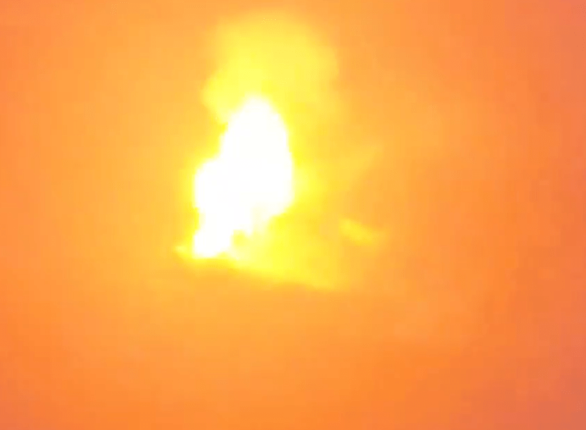 The tank sparked in a huge fireball after being hit by the FPV drone