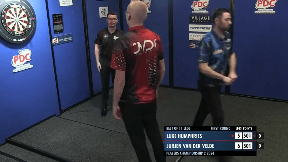 Humphries appeared to snap his darts in half after losing to Jurjen van der Velde this week