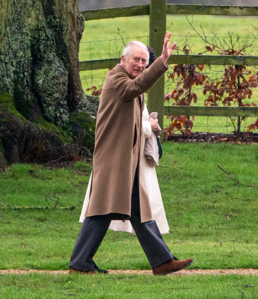 King Charles III and Queen Camilla attending church at Sandringham, Norfolk on Sunday