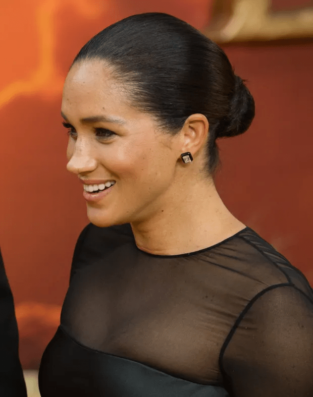 Fans also speculated that Meghan's £10,000 Nikos Koulis  earrings for the Lion King premiere could be a push present