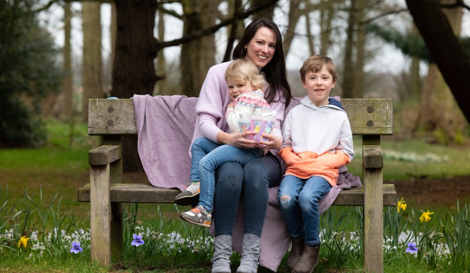 The Olympic legend's wife with their children Callum, 10, and Chloe, seven