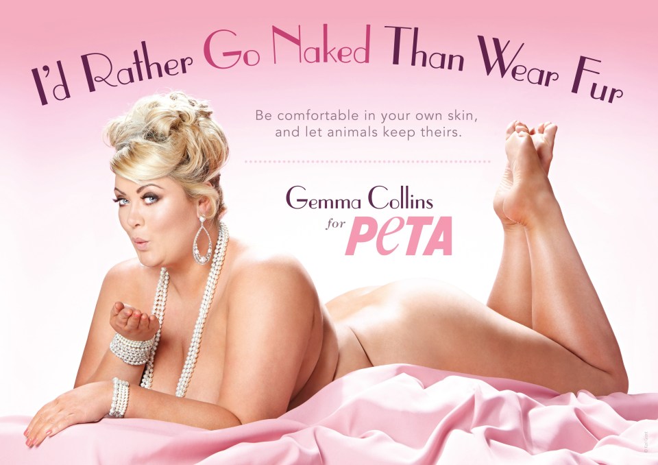 Gemma opted to bare all in a bid to help save animals from the fur trade