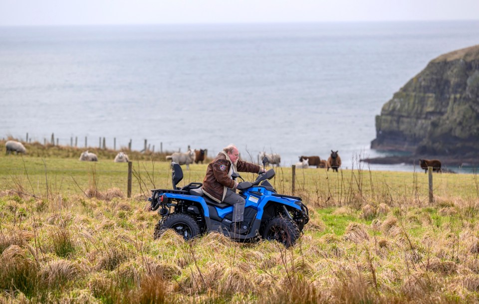 He spends his days now zooming around on an ATV managing his newly-bought land