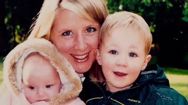 Joanna Simpson, pictured with her children Alex and Katie, was murdered by her husband Robert Brown