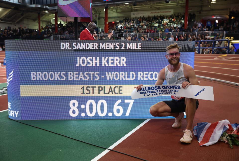 Josh Kerr broke the indoor two mile world record