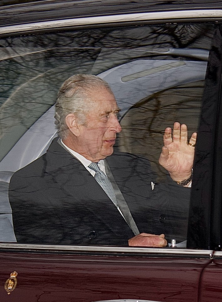 Charles is seen heading back to work after treatment