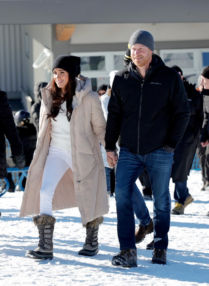 While Meghan looked every inch a snow queen, Judi pointed out that Harry seemed more 'casual'