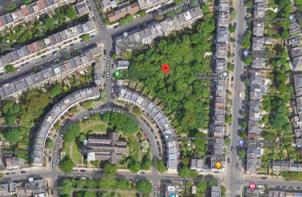 The park is found behind a Victorian terrace is Islington