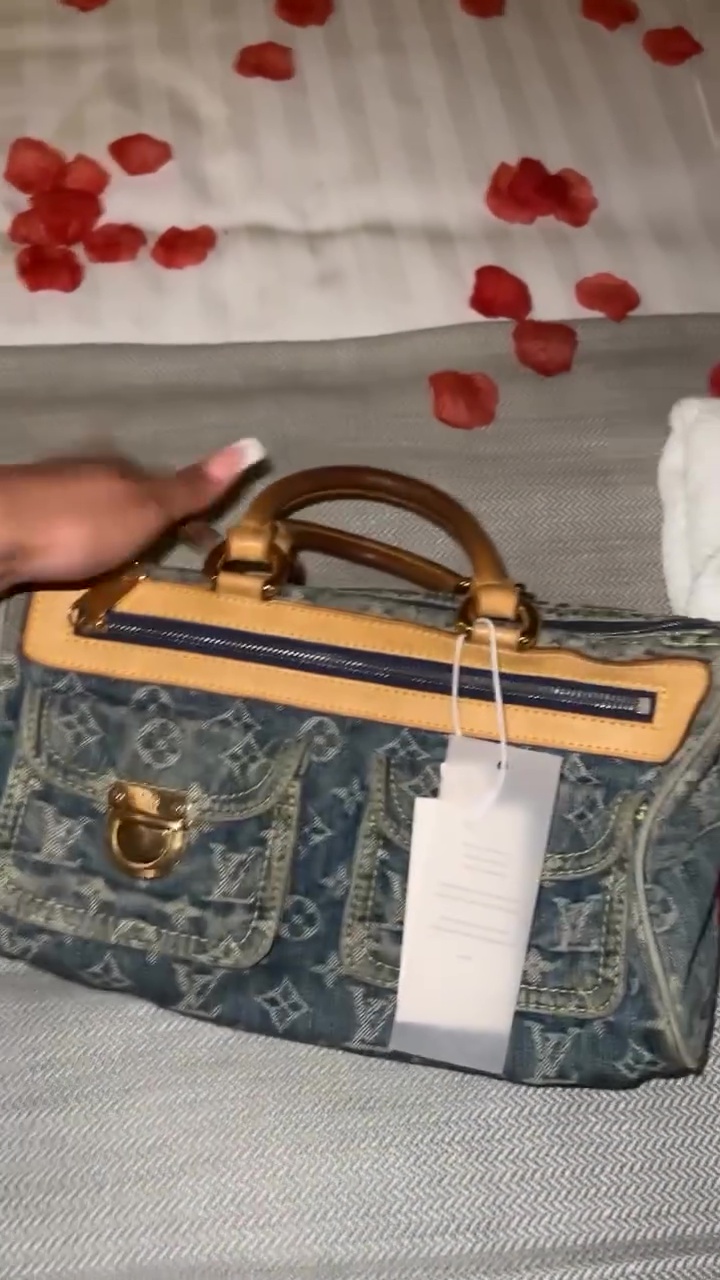 Ella flaunted her designer Louis Vuitton denim bag on Valentine's Day