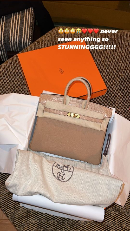 The Love Island host showed off a Birkin bag gifted to her by the rapper