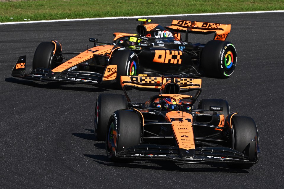 Oscar and teammate Lando Norris in action