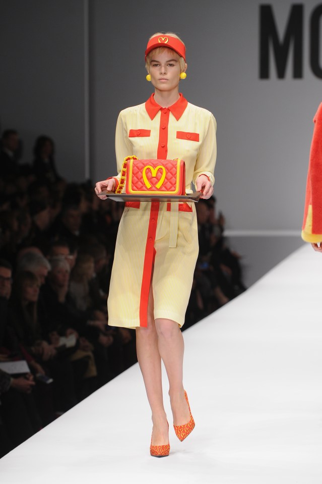 Moschino designed a McDonald's-inspired outfit with a handbag to match