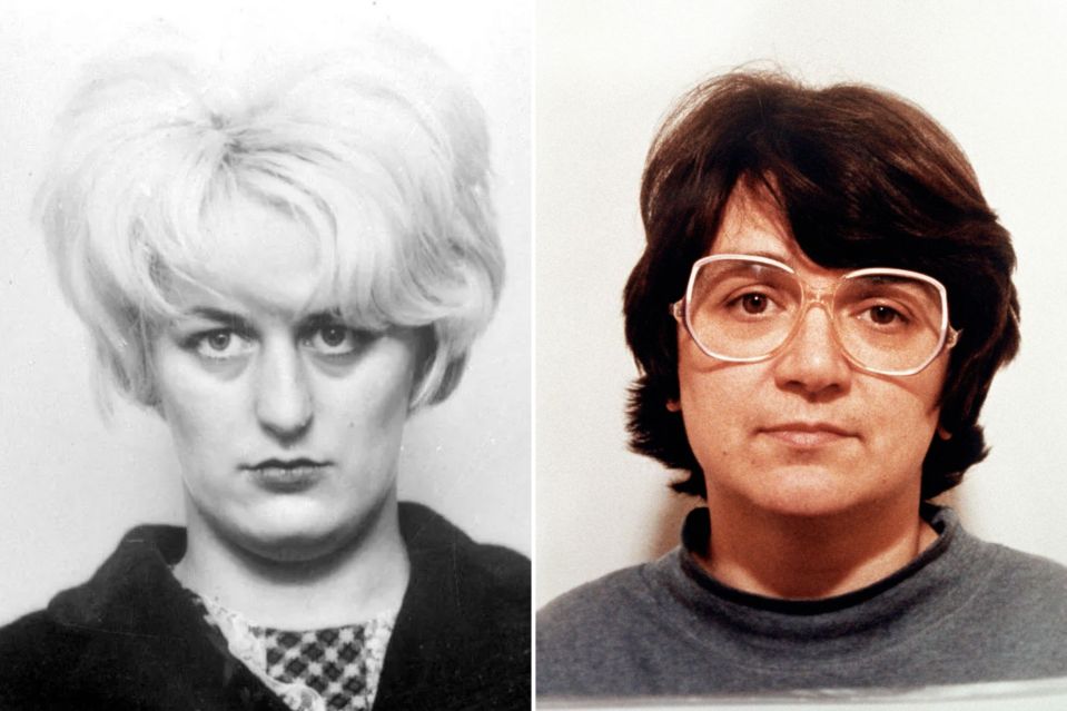 Linda was forced to regularly look after child killer Myra Hindley (left), whom she claims had an abrupt romance with Rose West (right)