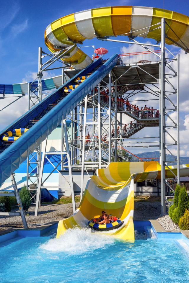 There are 28 water slides across the entire waterpark